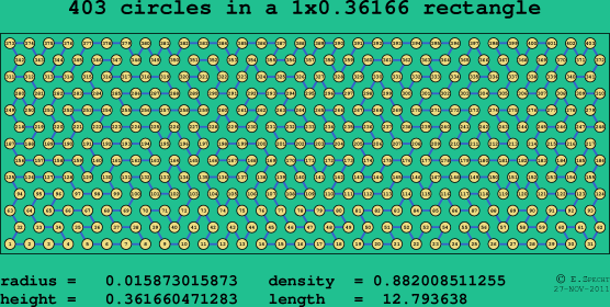 403 circles in a rectangle