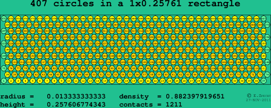 407 circles in a rectangle