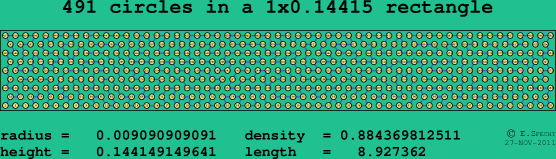 491 circles in a rectangle