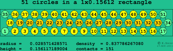 51 circles in a rectangle