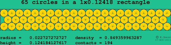 65 circles in a rectangle