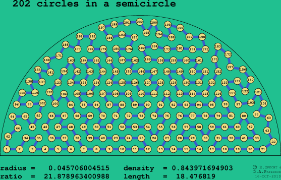 202 circles in a semicircle