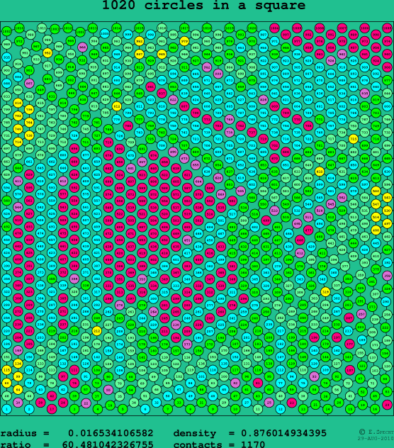 1020 circles in a square