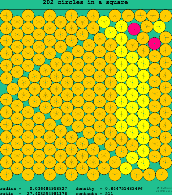 202 circles in a square