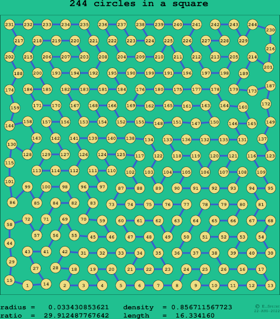 244 circles in a square