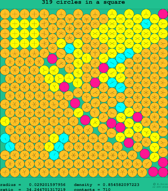 319 circles in a square