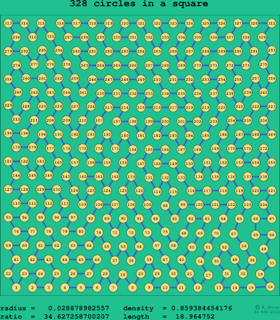 328 circles in a square