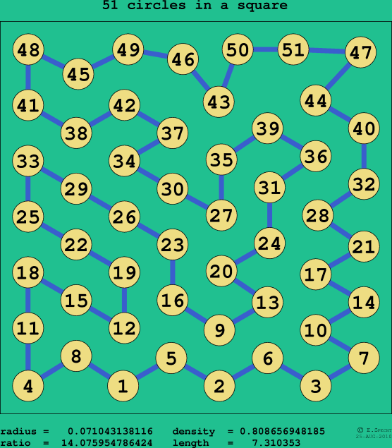 51 circles in a square