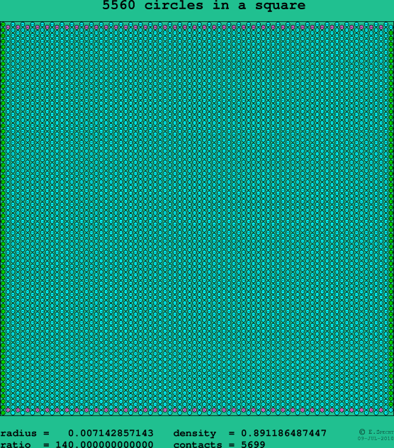 5560 circles in a square