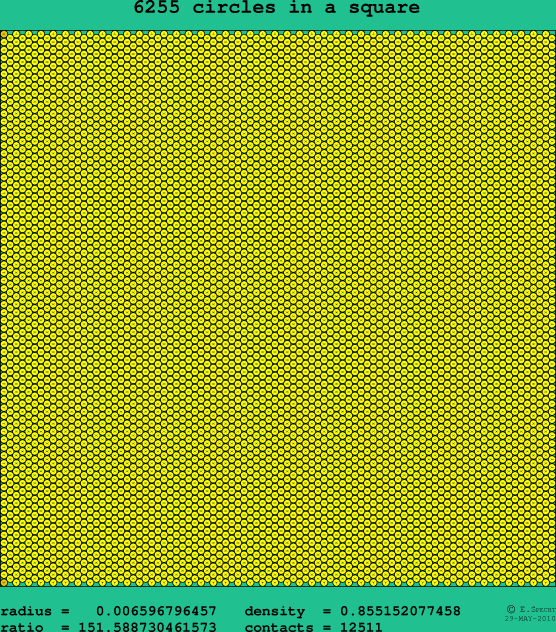 6255 circles in a square
