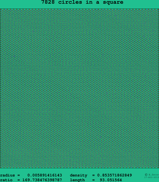 7828 circles in a square