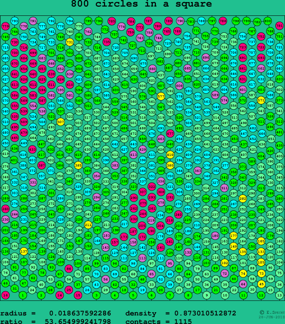 800 circles in a square