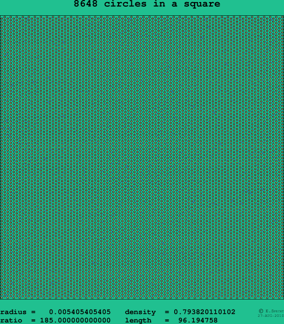 8648 circles in a square