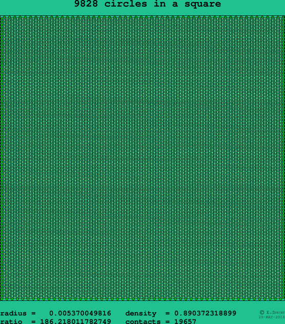 9828 circles in a square