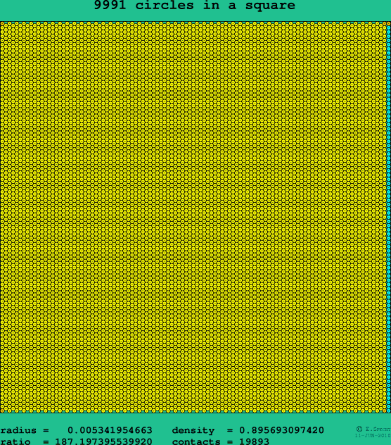 9991 circles in a square