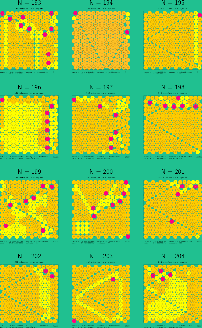 193-204 circles in a square