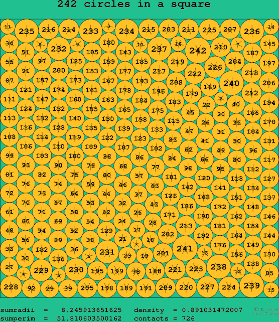 242 circles in a square