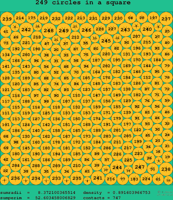 249 circles in a square