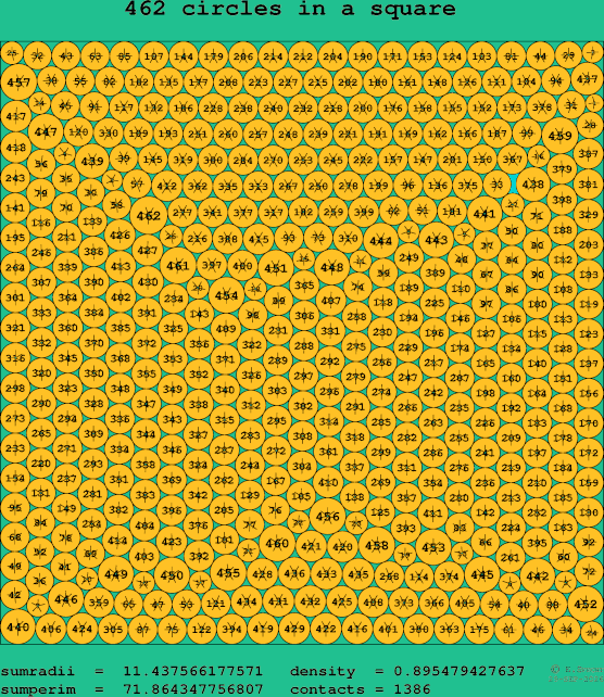 462 circles in a square