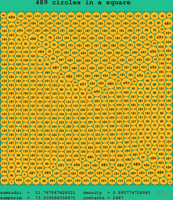 489 circles in a square