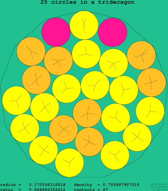 25 circles in a regular tridecagon