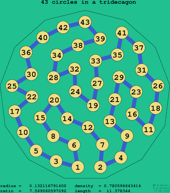 43 circles in a regular tridecagon
