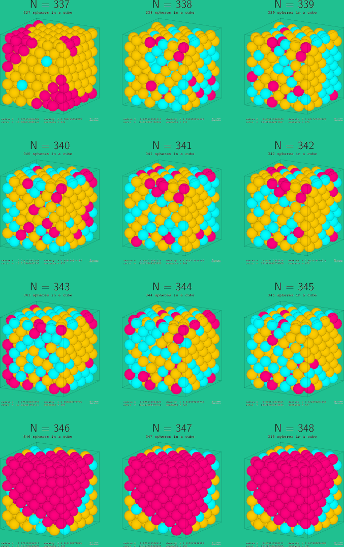 337-348 spheres in a cube