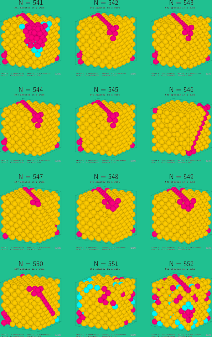 541-552 spheres in a cube