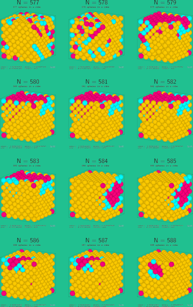 577-588 spheres in a cube